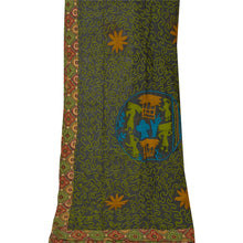 Load image into Gallery viewer, Vintage Dupatta Long Stole Cotton Green Veil Hand Embroidered Wrap Scarves
