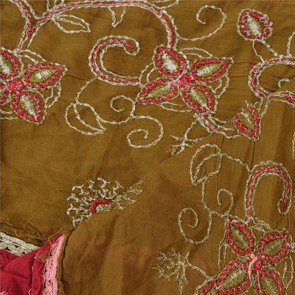 Sanskriti Vintage Dupatta Long Stole Cotton Green Shawl Hand Beaded Scarves