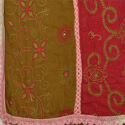 Sanskriti Vintage Dupatta Long Stole Cotton Green Shawl Hand Beaded Scarves