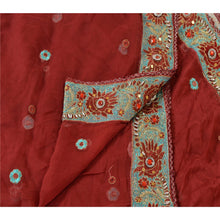 Load image into Gallery viewer, Sanskriti Vintage Dupatta Long Stole Georgette Dark Red Shawl Hand Beaded Veil
