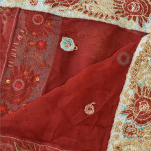 Load image into Gallery viewer, Sanskriti Vintage Dupatta Long Stole Georgette Dark Red Shawl Hand Beaded Veil
