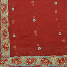 Load image into Gallery viewer, Sanskriti Vintage Dupatta Long Stole Georgette Dark Red Shawl Hand Beaded Veil
