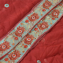 Load image into Gallery viewer, Sanskriti Vintage Dupatta Long Stole Georgette Dark Red Shawl Hand Beaded Veil
