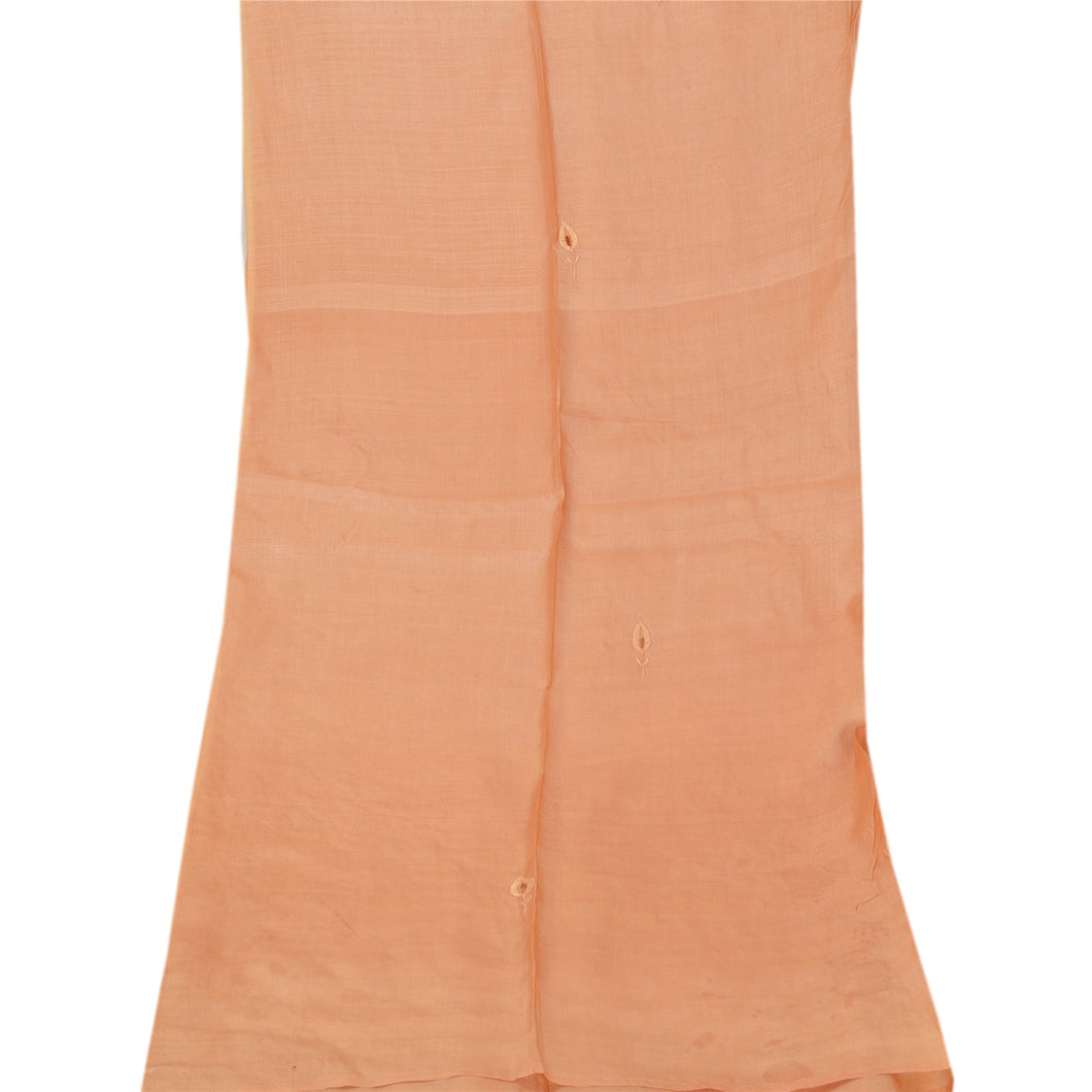 Vintage Dupatta Long Stole 100% Pure Silk Peach Shawl Hand Beaded Scarves