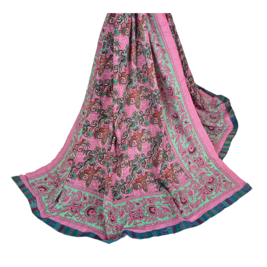 Sanskriti Vintage Dupatta Long Stole Cotton Pink Shawl Printed Wrap Scarves