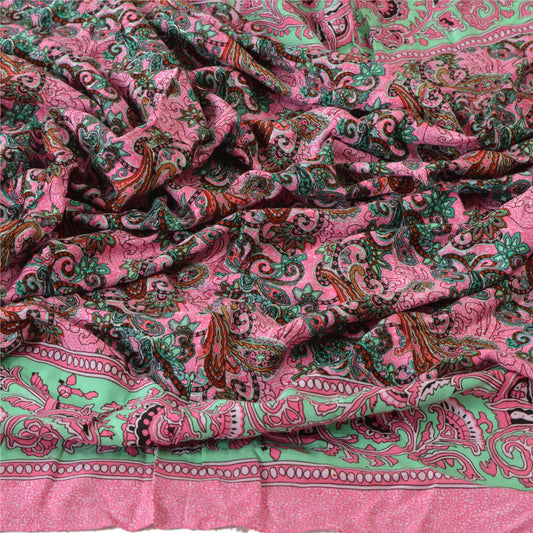 Sanskriti Vintage Dupatta Long Stole Cotton Pink Shawl Printed Wrap Scarves