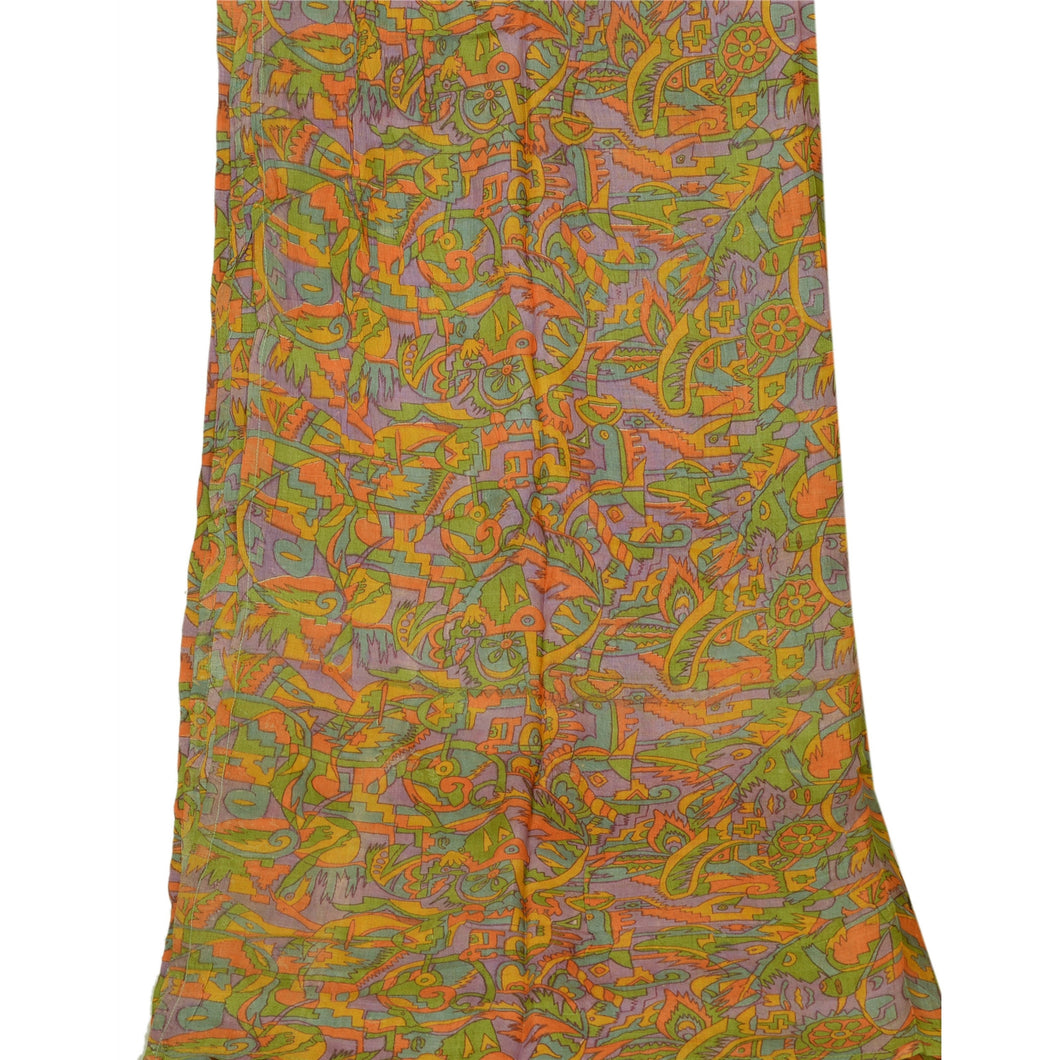 Vintage Dupatta Long Stole 100% Pure Silk Multi Color Hijab Printed Wrap Scarves