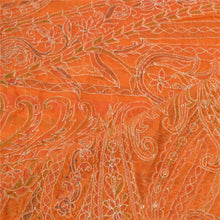 Load image into Gallery viewer, Sanskriti Vintage Dupatta Long Stole Art Silk Orange Scarves Hand Beaded Veil
