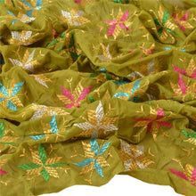 Load image into Gallery viewer, Vintage Dupatta Long Stole OOAK Green Embroidered Hijab Bagh Phulkari Shawl
