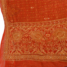 Load image into Gallery viewer, Vintage Dupatta Long Stole Georgette Orange Hand Embroidered Kantha Wrap Scarves
