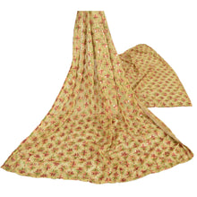 Load image into Gallery viewer, Vintage Dupatta Long Stole OOAK Cream Embroidered Veil Bagh Phulkari Shawl
