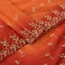 Load image into Gallery viewer, Sanskriti Vintage Dupatta Long Stole Net Mesh Orange Veil Hand Beaded Scarves
