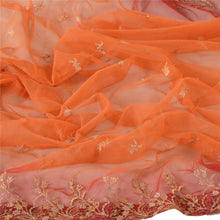 Load image into Gallery viewer, Sanskriti Vintage Dupatta Long Stole Net Mesh Orange Veil Hand Beaded Scarves
