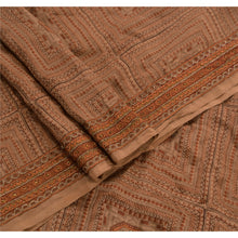 Load image into Gallery viewer, Vintage Dupatta Long Stole Pure Silk Brown Hijab Hand Embroidered Scarves
