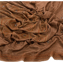 Load image into Gallery viewer, Vintage Dupatta Long Stole Pure Silk Brown Hijab Hand Embroidered Scarves
