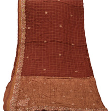 Load image into Gallery viewer, Sanskriti Vintage Dupatta Long Stole Georgette Brown Hand Beaded Woven Wrap Veil
