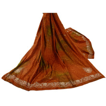 Load image into Gallery viewer, Sanskriti Vintage Dupatta Long Stole Crepe Silk Orange Hand Embroidered Scarves
