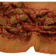 Load image into Gallery viewer, Sanskriti Vintage Dupatta Long Stole Georgette Dark Red Scarves Woven Wrap Veil

