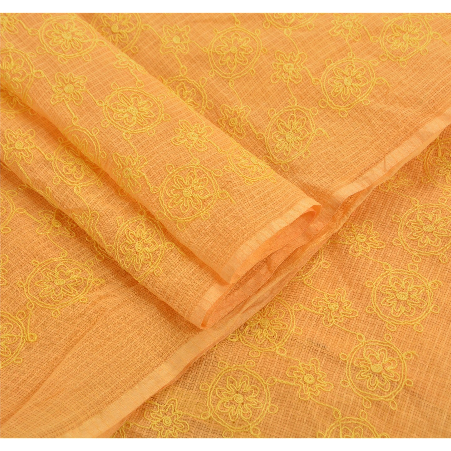 Sanskriti Vintage Dupatta Long Stole Cotton Peach Veil Embroidered Kota Wrap Shawl