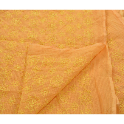 Sanskriti Vintage Dupatta Long Stole Cotton Peach Veil Embroidered Kota Wrap Shawl