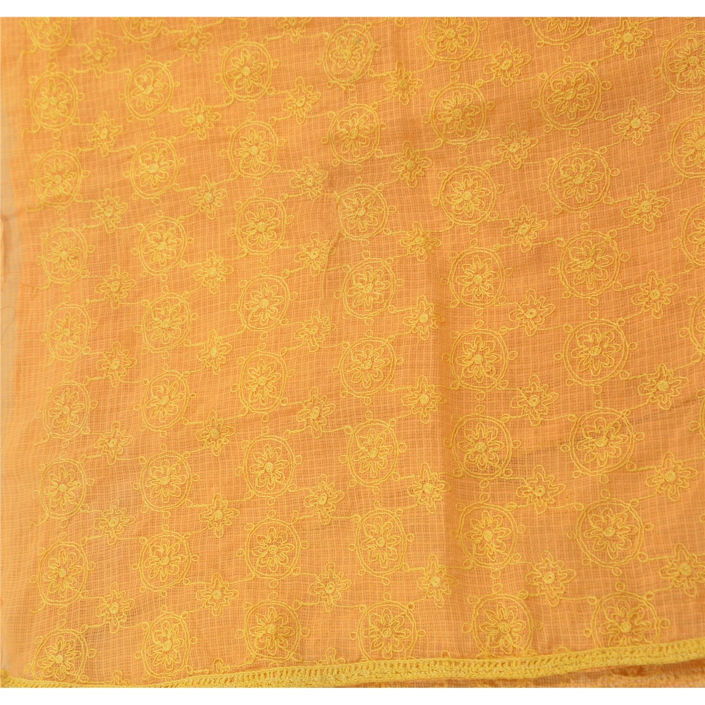 Sanskriti Vintage Dupatta Long Stole Cotton Peach Veil Embroidered Kota Wrap Shawl