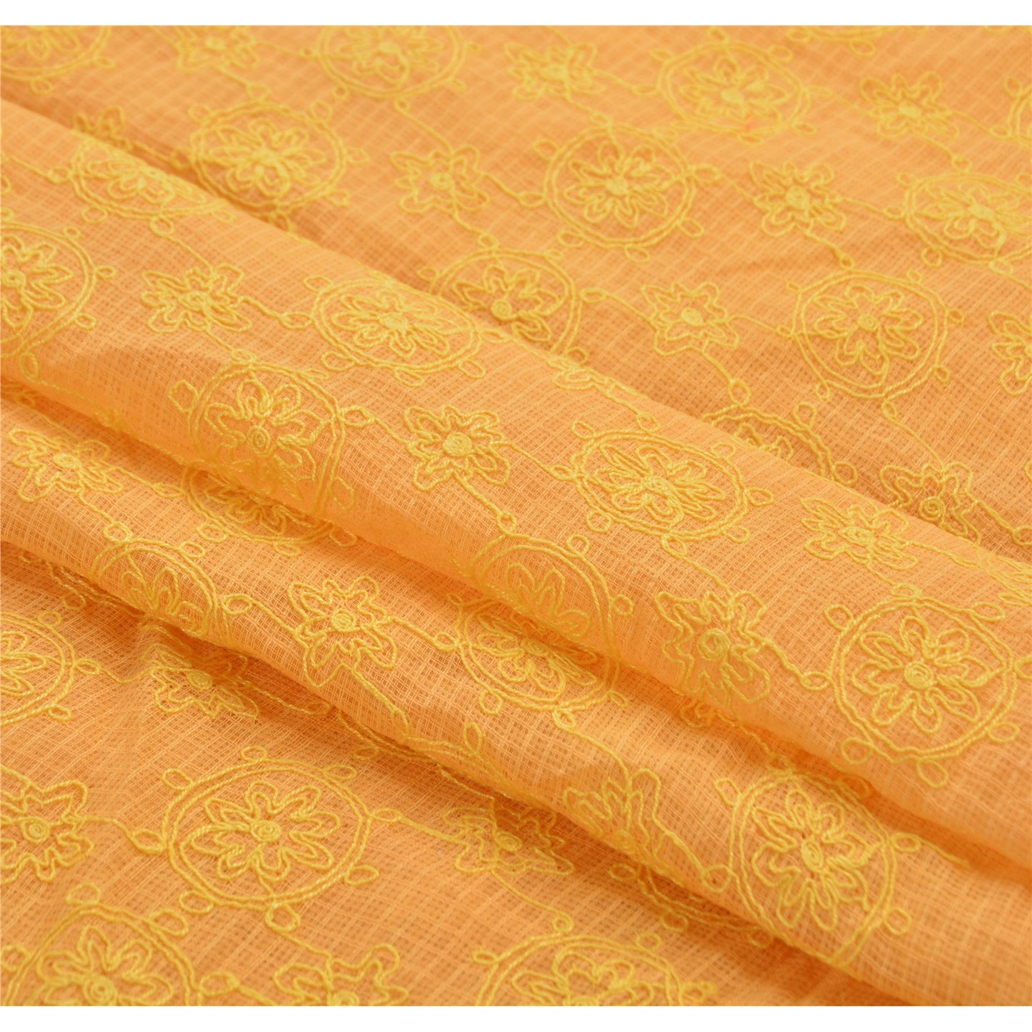 Sanskriti Vintage Dupatta Long Stole Cotton Peach Veil Embroidered Kota Wrap Shawl