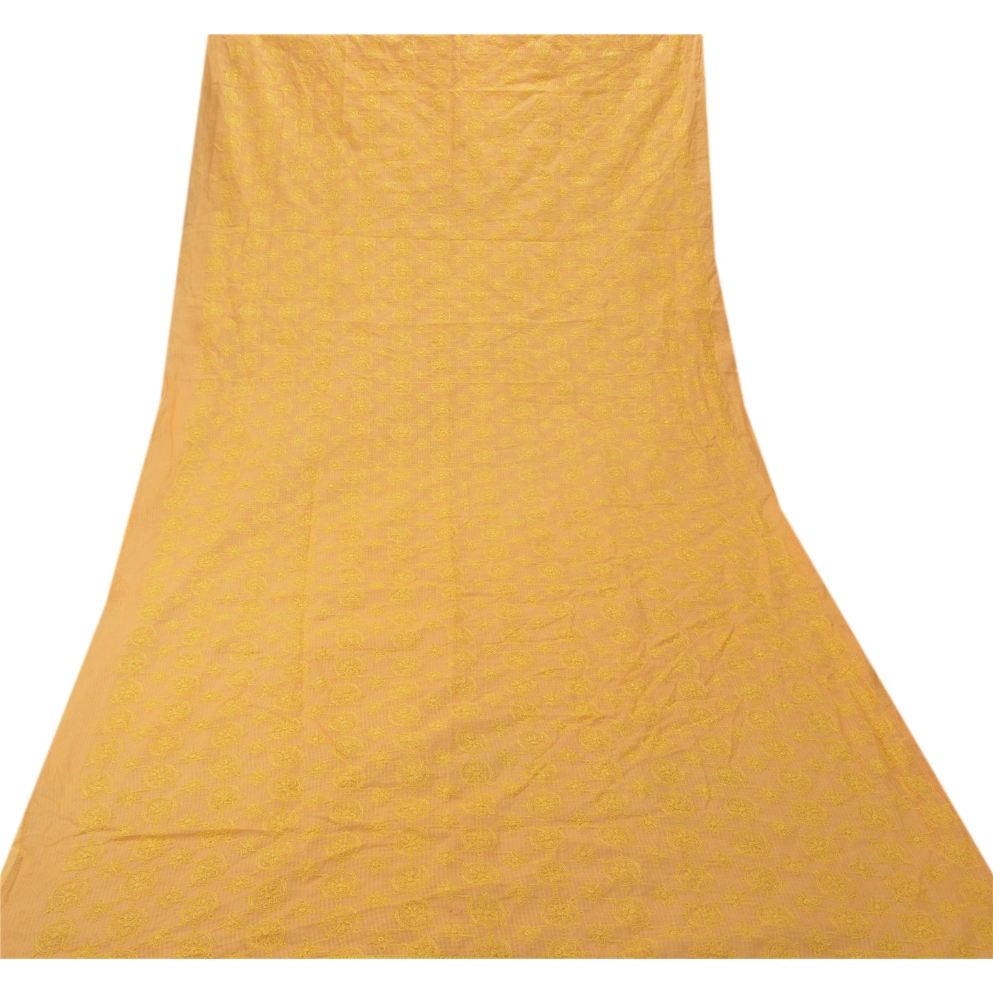 Sanskriti Vintage Dupatta Long Stole Cotton Peach Veil Embroidered Kota Wrap Shawl