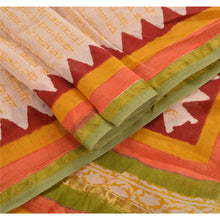 Load image into Gallery viewer, Sanskriti Vintage Dupatta Long Stole Pure Chanderi Silk Cream Printed Scarves

