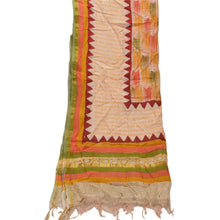 Load image into Gallery viewer, Sanskriti Vintage Dupatta Long Stole Pure Chanderi Silk Cream Printed Scarves
