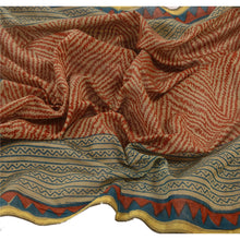 Load image into Gallery viewer, Sanskriti Vintage Dupatta Long Stole Pure Chanderi Silk Orange Printed Scarves
