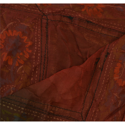 Sanskriti Vintage Dupatta Long Stole OOAK Brown Hijab Hand Embroidered Phulkari Wrap Shawl