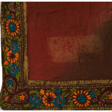Load image into Gallery viewer, Vintage Dupatta Long Stole OOAK Brown Hijab Hand Embroidered Phulkari Wrap Shawl
