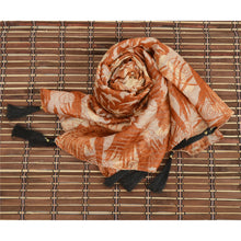 Load image into Gallery viewer, 100% Pure Tussar Silk New Long Stole Dupatta Brown Scarves Printed Wrap Veil
