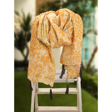 Load image into Gallery viewer, Sansrkiti New Long Stole Dupatta 100% Pure Tussar Silk Cream Printed Scarves
