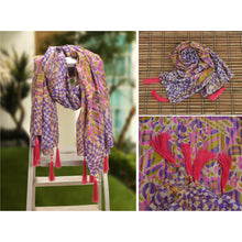 Load image into Gallery viewer, Sansrkiti New Long Stole Dupatta 100% Pure Tussar Silk Blue Printed Wrap Shawl
