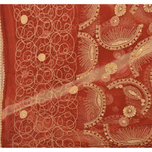 Load image into Gallery viewer, Dupatta Long Stole Chiffon Silk Rusty Orange Hand Beaded Veil
