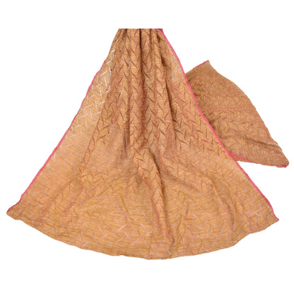 Sanskriti Vintage Dupatta Long Stole Cotton Shawl Brown Hijab Woven Wrap Scarves