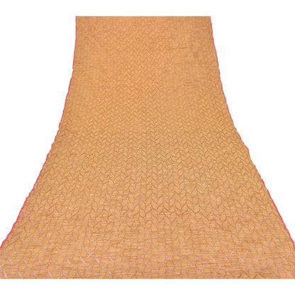 Sanskriti Vintage Dupatta Long Stole Cotton Shawl Brown Hijab Woven Wrap Scarves