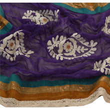Load image into Gallery viewer, Vintage Dupatta Long Stole Georgette Blue Hijab Hand Embroidered Ari Scarves
