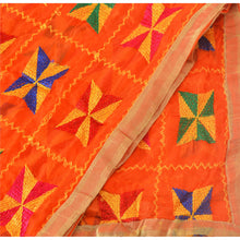 Load image into Gallery viewer, Vintage Dupatta Long Stole OOAK Orange Embroidered Hijab Bagh Phulkari Shawl
