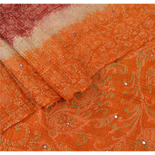 Load image into Gallery viewer, Vintage Dupatta Long Stole Pure Silk Orange Hand Embroidered Painted Scarves

