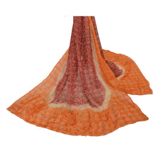 Load image into Gallery viewer, Vintage Dupatta Long Stole Pure Silk Orange Hand Embroidered Painted Scarves
