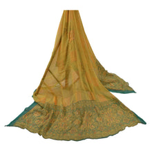 Load image into Gallery viewer, Vintage Dupatta Long Stole Georgette Yellow Hand Embroidered Kantha Scarves
