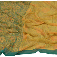Load image into Gallery viewer, Vintage Dupatta Long Stole Georgette Yellow Hand Embroidered Kantha Scarves
