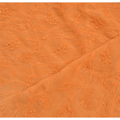 Sanskriti Vintage Dupatta Long Stole Georgette Orange Hijab Hand Embroidered Shawl