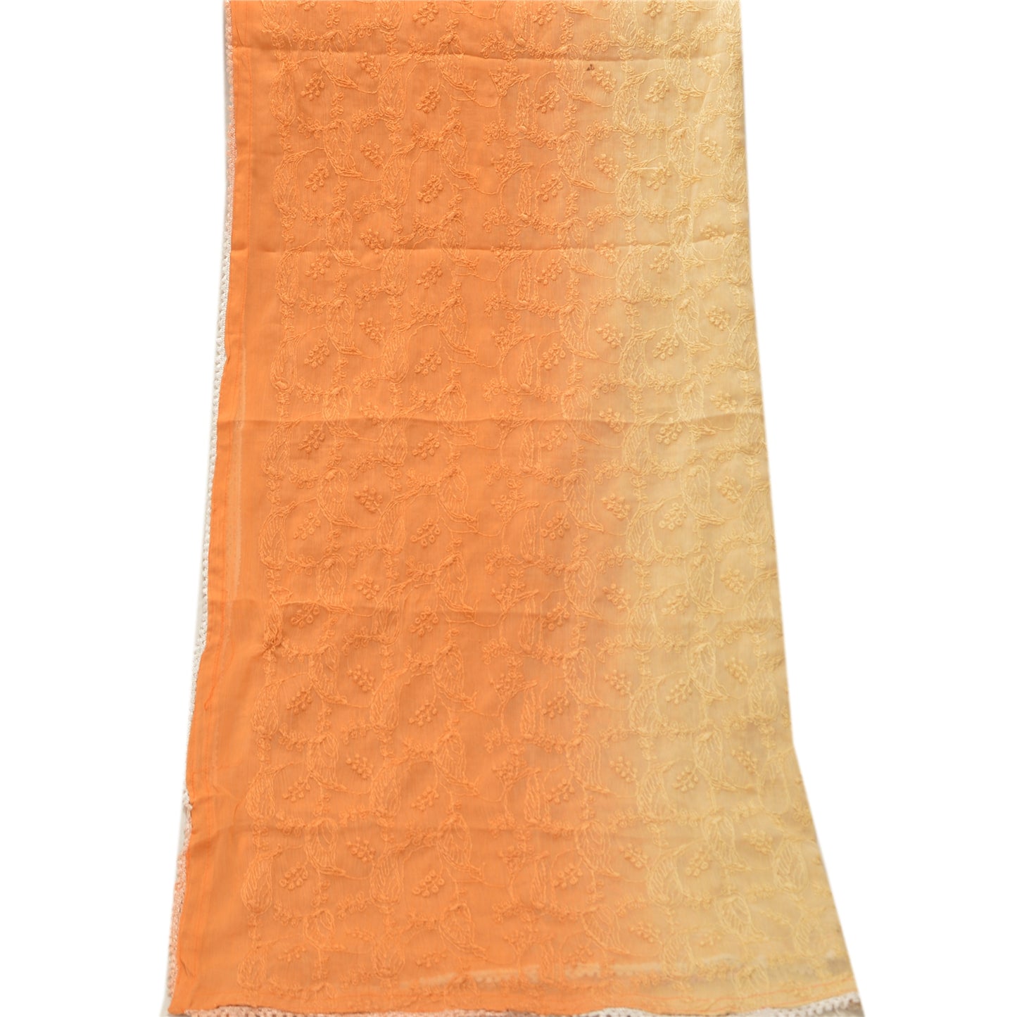 Sanskriti Vintage Dupatta Long Stole Georgette Orange Hijab Hand Embroidered Shawl