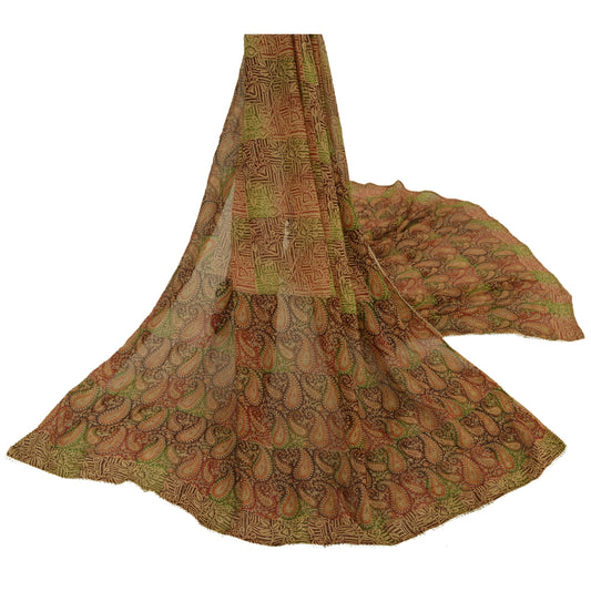 Sanskriti Vintage Dupatta Long Stole Georgette Hijab Multi Color Printed Wrap Scarves