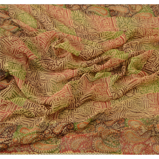 Sanskriti Vintage Dupatta Long Stole Georgette Hijab Multi Color Printed Wrap Scarves