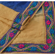 Load image into Gallery viewer, Vintage Dupatta Long Stole OOAK Blue Hand Embroidered Hijab Bagh Phulkari Shawl
