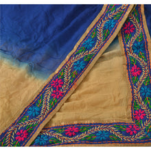 Load image into Gallery viewer, Vintage Dupatta Long Stole OOAK Blue Hand Embroidered Hijab Bagh Phulkari Shawl
